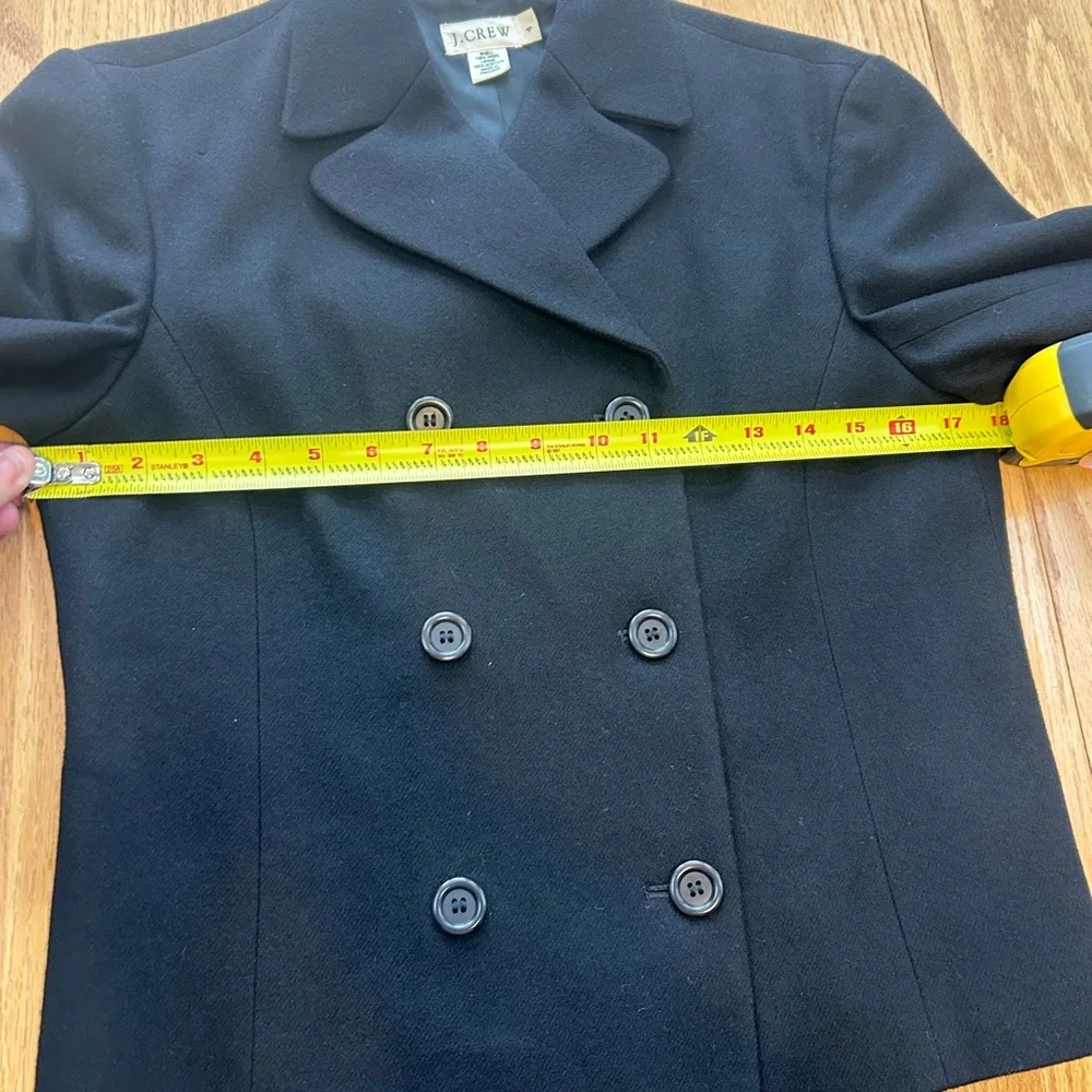 J. Crew Black Wool Double Breasted Peacoat Jacket Lined Size 4 READ Office - Picture 7 of 10